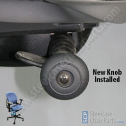 Steelcase Leap Chair Upper Back Force Tension Adjustment Knob Installed